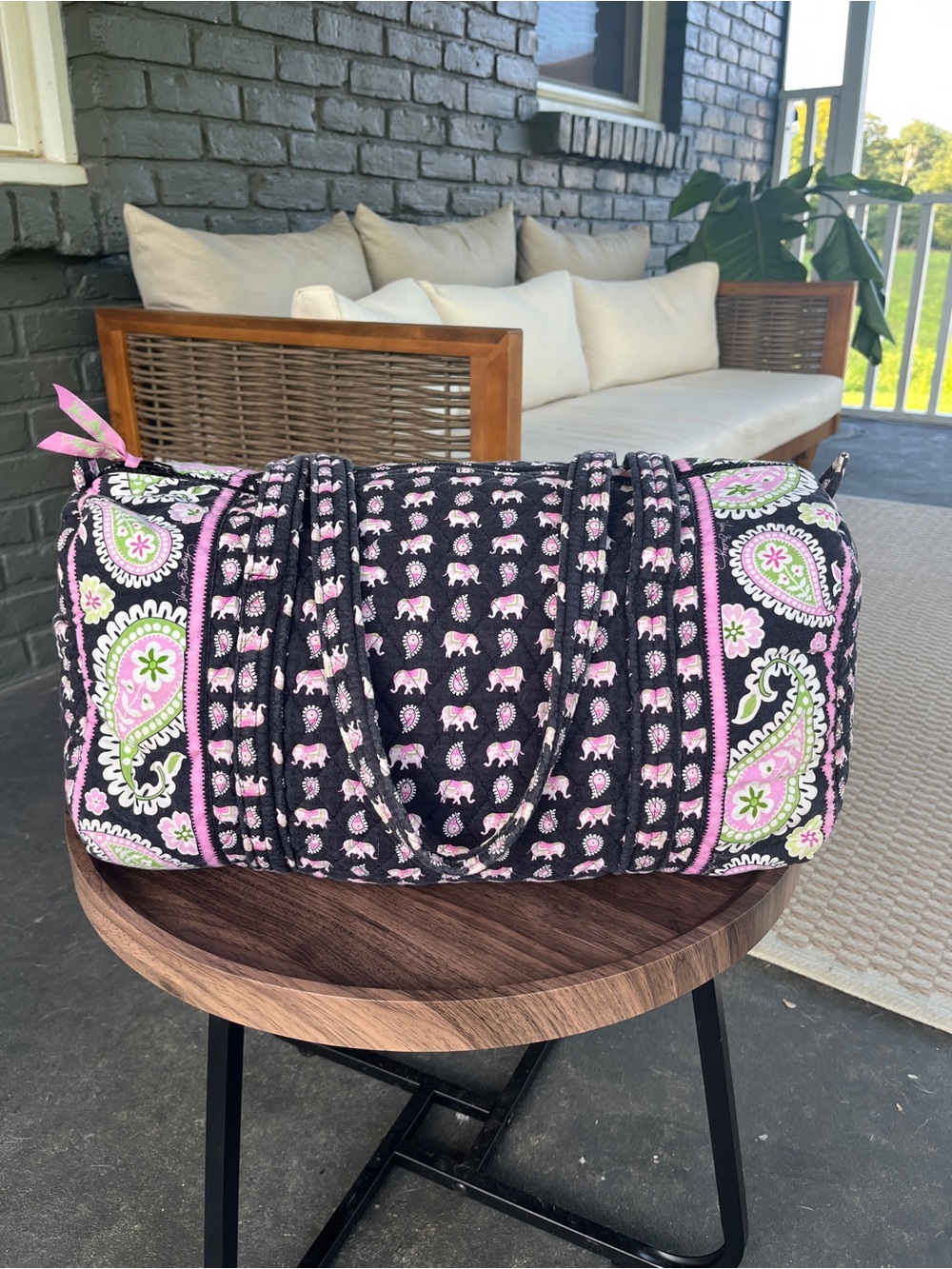 Vera Bradley Pink Elephant Small Duffel Bag